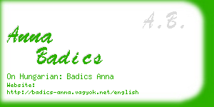 anna badics business card